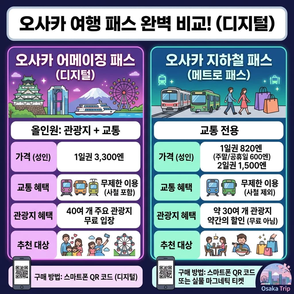 오사카 주유패스 vs 오사카 지하철 패스 무엇을 선택해야 할지 모르겠다면? 보세요! 썸네일